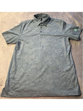 Adidas Camo PrimeGreen Aero Ready Polo Shirt Golf Mens L Gray Stretch Wicking